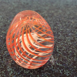 Orange Swirl Art Glass Egg Paperweight | Handcrafted Decorative Glass Sculpture. Design #9 | 410g