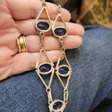 Vintage Art Deco Style Blue Glass Drop Necklace | Statement Costume Jewellery