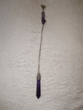 Amethyst Gemstone Dowsing Pendulum with Triquetra Charm & Chip Bead Chain