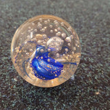 Glass Art Paperweight #28 | Handcrafted Blue & Gold Art Glass Paperweight
