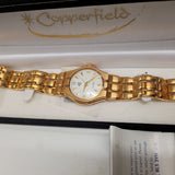 Vintage Copperfield Ladies Gold Tone White Dial Quartz Bracelet Watch Boxed NOS #10