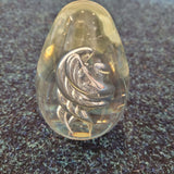 Handcrafted Clear Art Glass Egg Paperweight | Twisted Spiral Design #3 | 545g