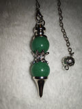 Green Aventurine Gemstone Dowsing Pendulum with Silver Tone Chain