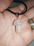 Rose Quartz Mushroom Pendant Necklace Natural Pink Gemstone Crystal Jewellery #47