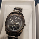 Badace 2513 Black Gunmetal Quartz Bracelet Watch Three Subdial Design Boxed #12