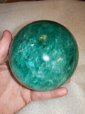 Green Fluorite Sphere with Wooden Stand - 1.15kg