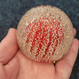 Red Controlled Bubble Handcrafted Art Glass Paperweight #45