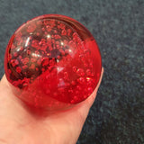 Red Controlled Bubble Art Glass Paperweight #22 | Handcrafted Glass Sphere | 950g