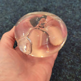 Clear Glass Apple Paperweight with Pink Inclusions