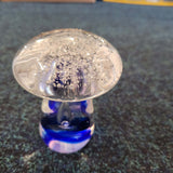 Blue Art Glass Mushroom Paperweight
