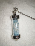 Aquamarine Chip Bottle Gemstone Dowsing Pendulum with Silver Tone Chain | Love