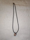 Natural Chevron Amethyst Gemstone Pendant Necklace on Black Cord #54