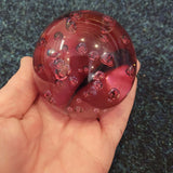 Purple Controlled Bubble Art Glass Paperweight #24 | Handcrafted Glass Sphere | 390g