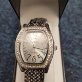 Gossip Ladies Silver Tone Crystal Bezel Animal Print Quartz Watch Boxed #15